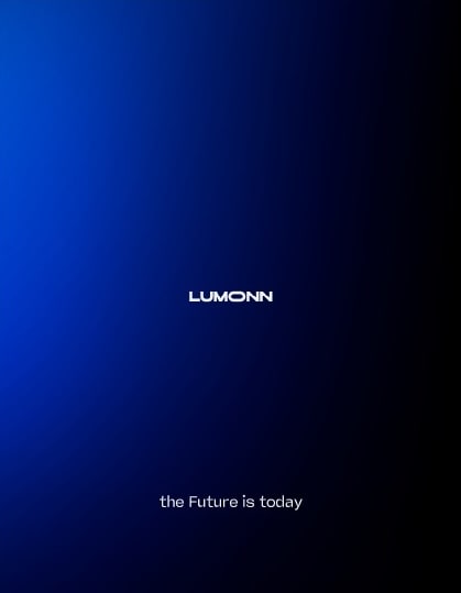 Lumonn wordmark on a cobalt gradient backdrop.